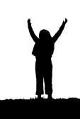 silhouette of young female child playing
